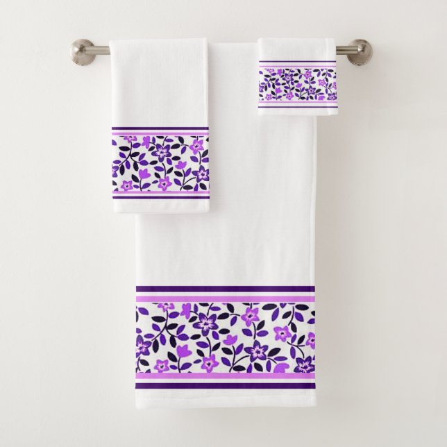 Conjunto De Toalhas Flores roxas (Insitu)