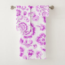 Conjunto De Toalhas Flores Roxas