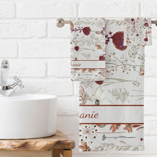 Conjunto De Toalhas Flores Selvagens Modernas | Elegante Boho Floral (Criador carregado)