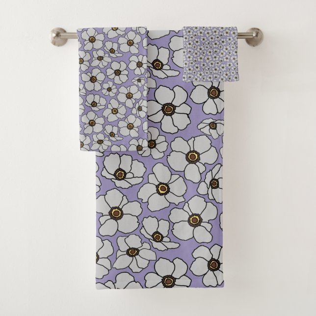 Conjunto De Toalhas Flores Silvestres Antigas Sobre Lavanda (Insitu)