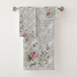 Conjunto De Toalhas Flores silvestres de coloração aquosa delicada