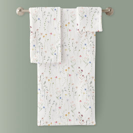 Conjunto De Toalhas Flores silvestres, prados de aquarela