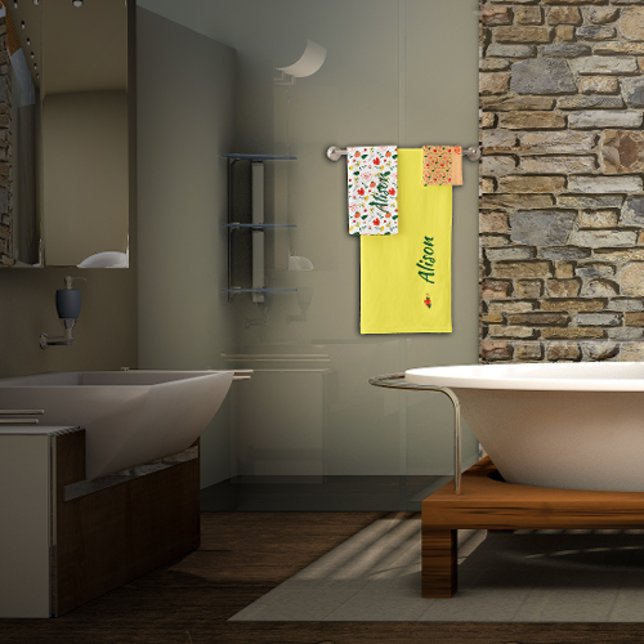 Conjunto De Toalhas Flores silvestres, verde, vermelho (Criador carregado)