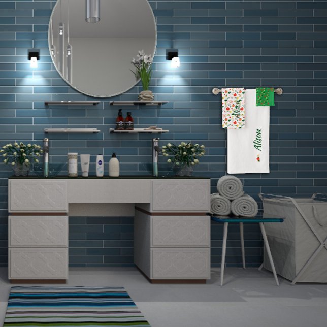 Conjunto De Toalhas Flores silvestres, verde, vermelho (Criador carregado)