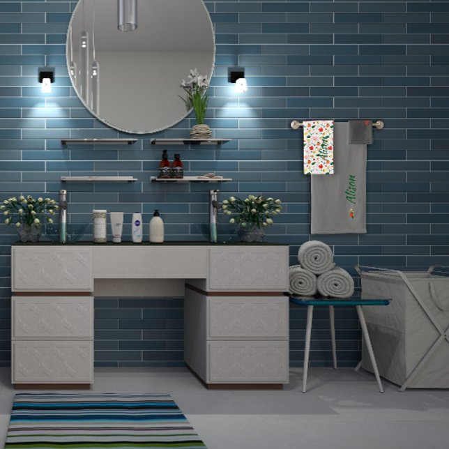 Conjunto De Toalhas Flores silvestres, verde, vermelho (Criador carregado)