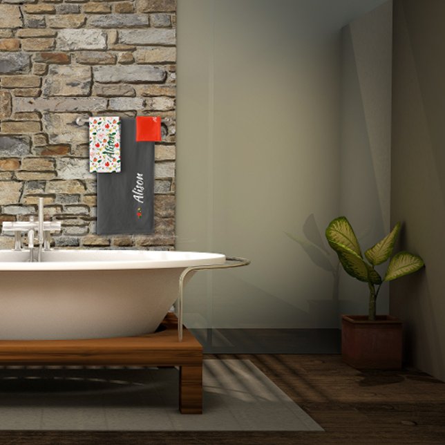 Conjunto De Toalhas Flores silvestres, verde, vermelho (Criador carregado)