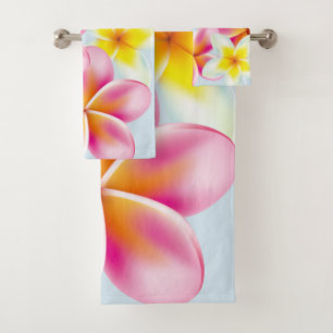 Conjunto De Toalhas Flores Tropicais De Plumeria