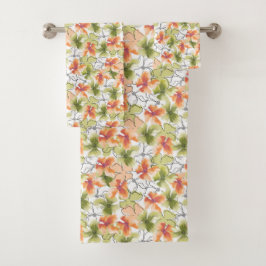Conjunto De Toalhas Flores Tropicais e Arte de Linha