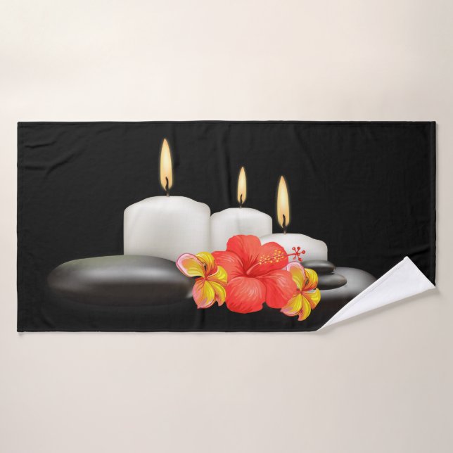 Conjunto De Toalhas Flores Tropicais e Velas Bandejas Decor (Toalha de Banho)