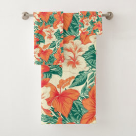 Conjunto De Toalhas Flores tropicais estéticas víbicas havaianas