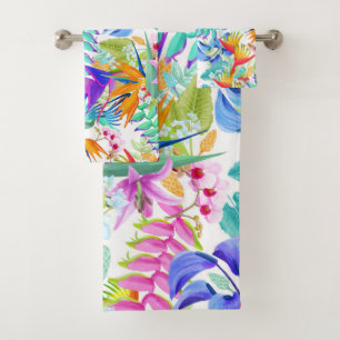 Conjunto De Toalhas Flores Tropicais Exóticas