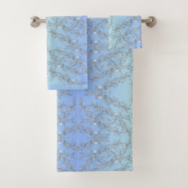 CONJUNTO DE TOALHAS FLORES VERDE E AZUL