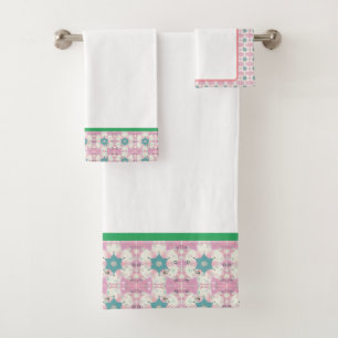 Conjunto De Toalhas Flores Verdes Branco Simples Sem Zoom var 1