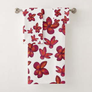 Conjunto De Toalhas Flores Vermelhas