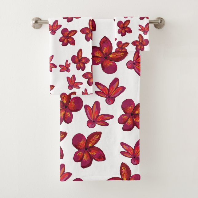 Conjunto De Toalhas Flores Vermelhas (Insitu)