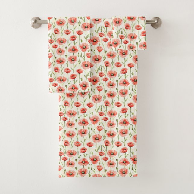 Conjunto De Toalhas Flores Vermelhas de Papoula de Aniversário (Insitu)