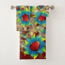 Conjunto De Toalhas Flores virtuais estranhas, pétalas azuladas em ver