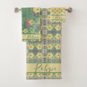 Conjunto De Toalhas Floresta Daisy Floor w/Name Bath Toel Set