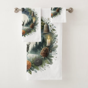 Conjunto De Toalhas Floresta Natureza Vida Selvagem Lua