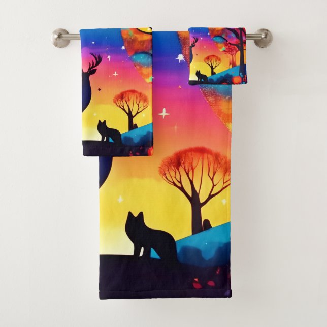 Conjunto De Toalhas Floresta Noite Brilho (Insitu)