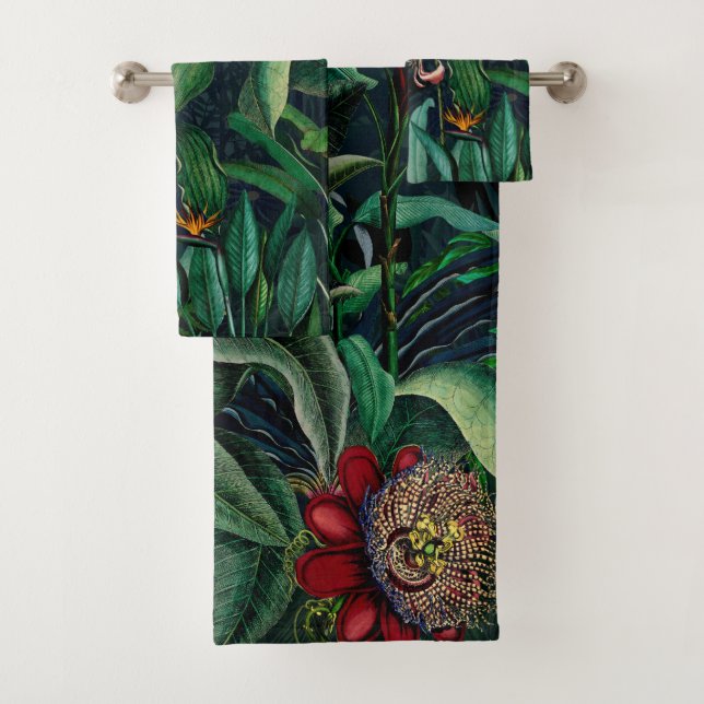 Conjunto De Toalhas Floresta Tropical Fantástica da Meia-Noite (Insitu)