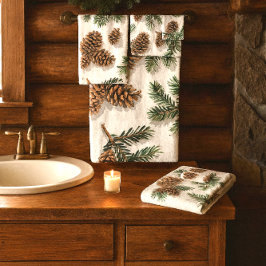 Conjunto De Toalhas Floresta Verde Evergreen Rústica