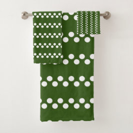 Conjunto De Toalhas Floresta Verde: Pequeno Padrão de Bolinhas Branco