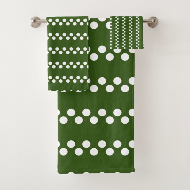 Conjunto De Toalhas Floresta Verde: Pequeno Padrão de Bolinhas Branco (Insitu)