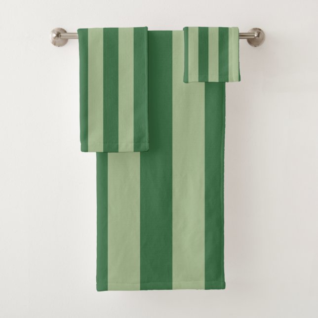 Conjunto De Toalhas Floresta Vertical em Listras Verticais Verde (Insitu)