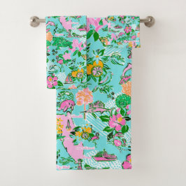 Conjunto De Toalhas Flórida Map Preppy Palm Beach Pattern Impressão