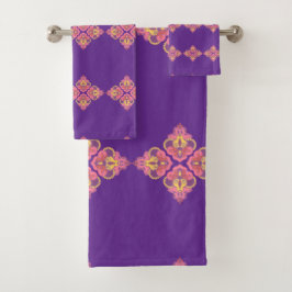 Conjunto De Toalhas Flowers on Purple Towel
