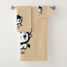 Conjunto De Toalhas Fluffy Bison Baby - Kawaii Fazenda Arte Animal