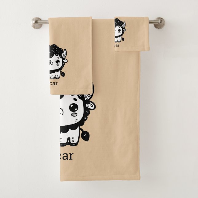 Conjunto De Toalhas Fluffy Bison Baby - Kawaii Fazenda Arte Animal (Insitu)