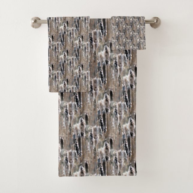 Conjunto De Toalhas Fluffy Cattails Nature Pattern (Insitu)