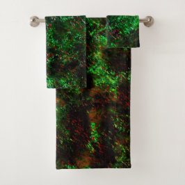 Conjunto De Toalhas Flutuação das manchas escuras em verde-duro