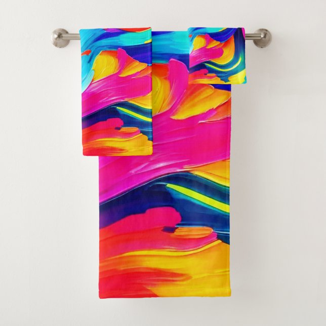 Conjunto De Toalhas Fluxo de cor de Abstrato vibrante (Insitu)