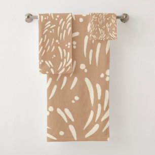 Conjunto De Toalhas Fluxo em Tan e Creme