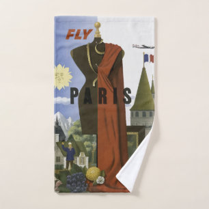 Conjunto De Toalhas Fly Paris France Viagens vintage