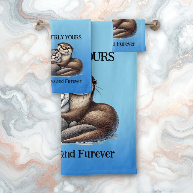 Conjunto De Toalhas Fofo Trimestral Sempre e Futuro (Otterly Yours Now and Furever Bath Towel Set Cover Photo)