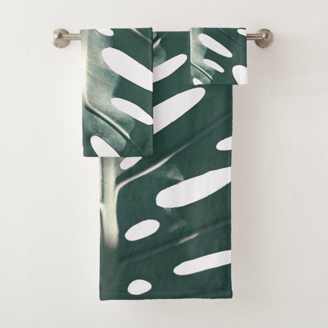 Conjunto De Toalhas Folha de Planta de Queijo Suíço Verde Pálido (Insitu)