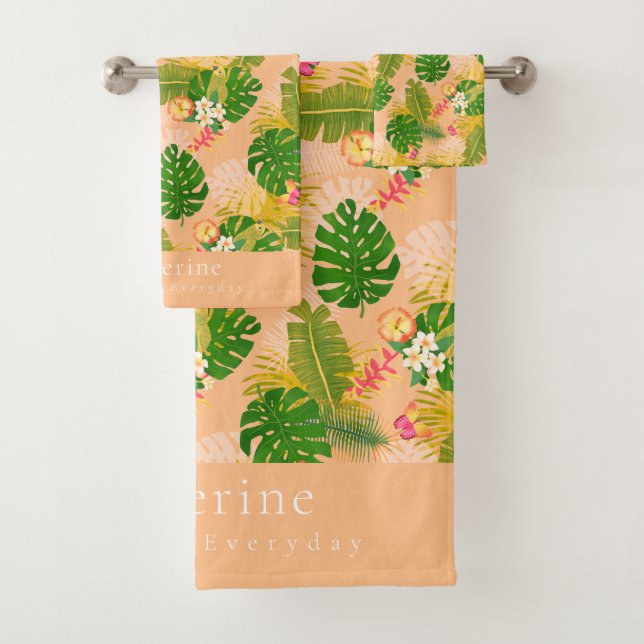 Conjunto De Toalhas Folhagem tropical — Verão — Laranja (Insitu)