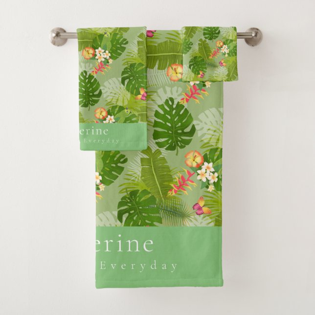 Conjunto De Toalhas Folhagem tropical Verde de Verão (Insitu)