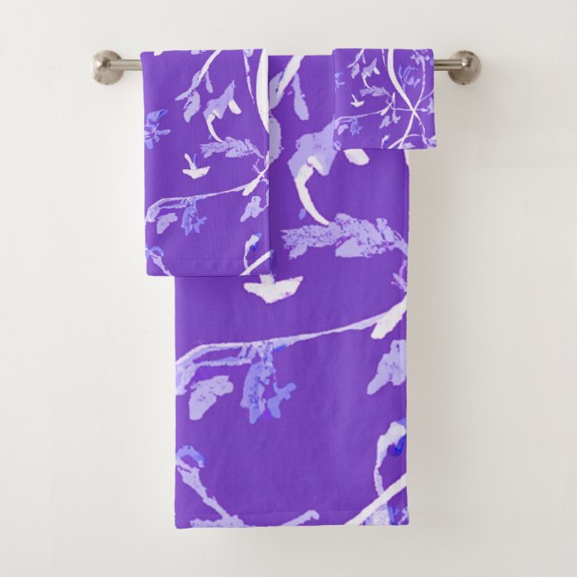 Conjunto De Toalhas Folhas Boho Chic Lavanda (Insitu)