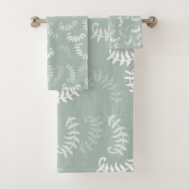 Conjunto De Toalhas Folhas Botânicas Verde Teal