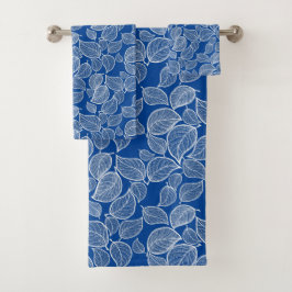 Conjunto De Toalhas Folhas brancas em BlueTowel