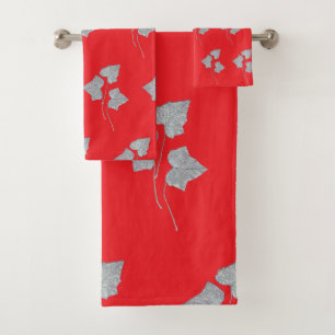 Conjunto De Toalhas Folhas Caídas Vermelhas