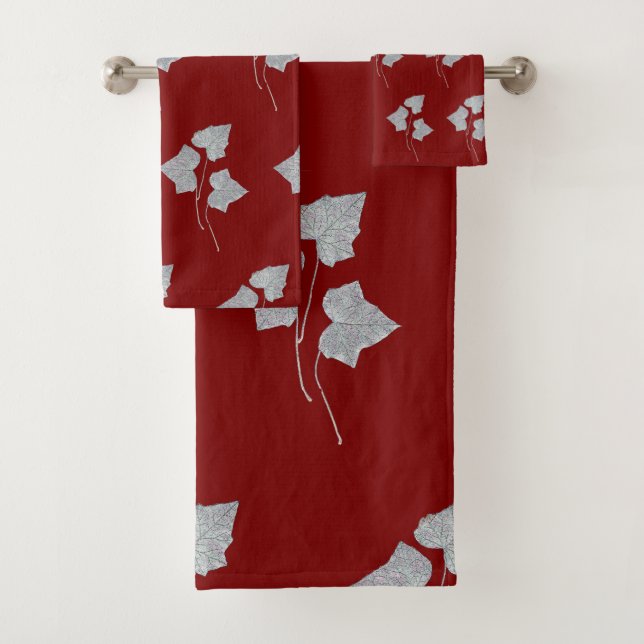 Conjunto De Toalhas Folhas Caindo Canela Vermelho (Insitu)