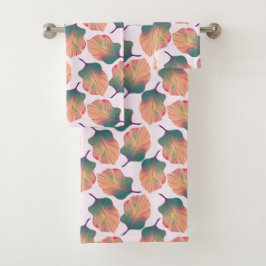 Conjunto De Toalhas Folhas de Canna Tropicanna em Pastel