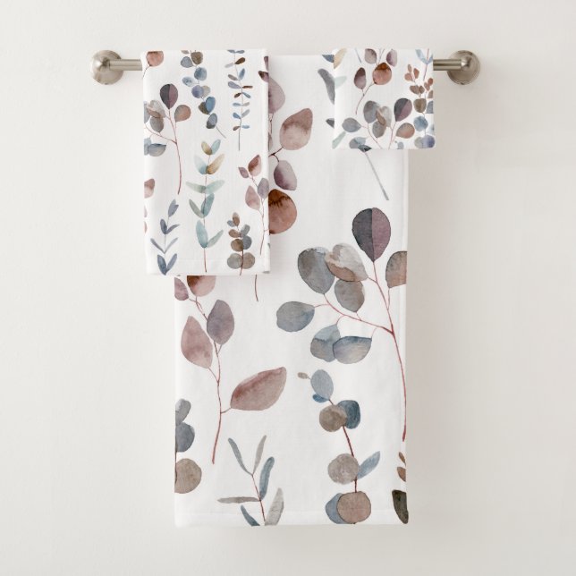 Conjunto De Toalhas Folhas de Eucalipto Russo Elegante (Insitu)