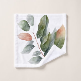 Conjunto De Toalhas Folhas de Eucalyptus com Aquarela